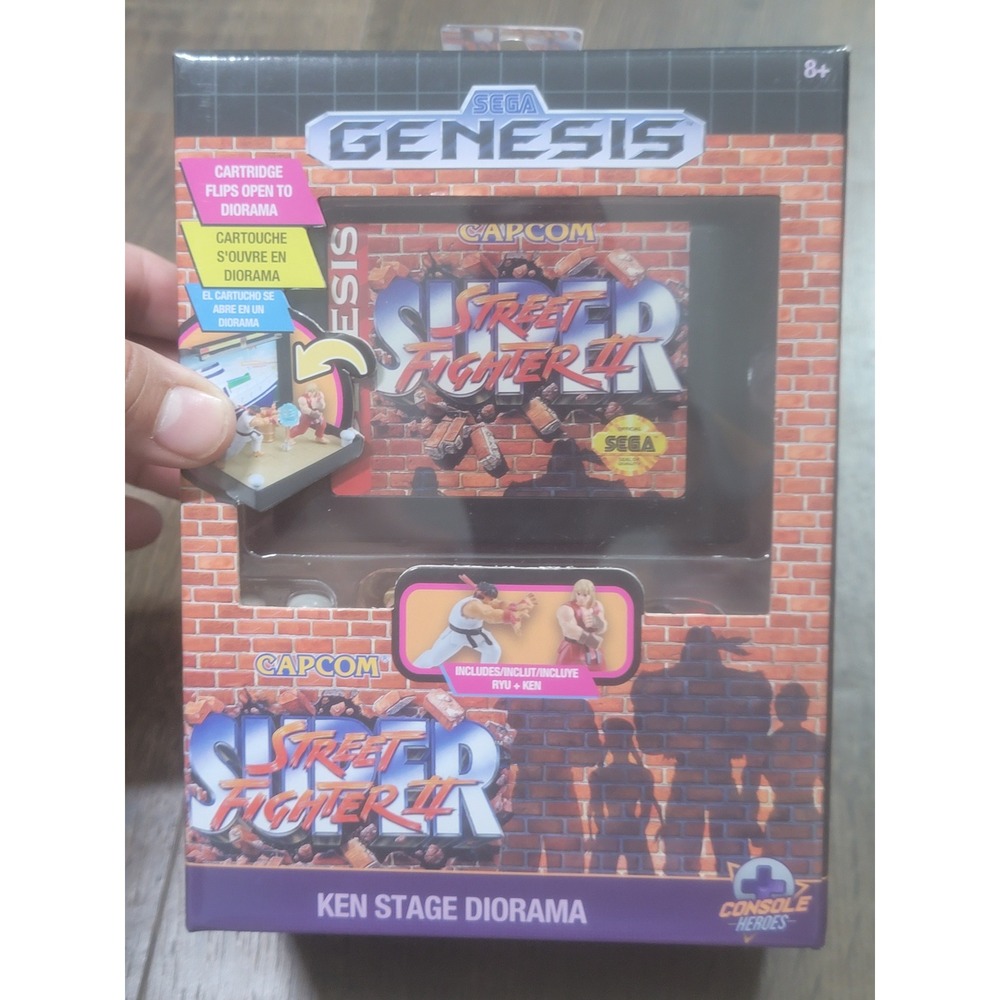 Console Heroes Sega Genesis Super Street Fighter II Ken Stage Diorama New